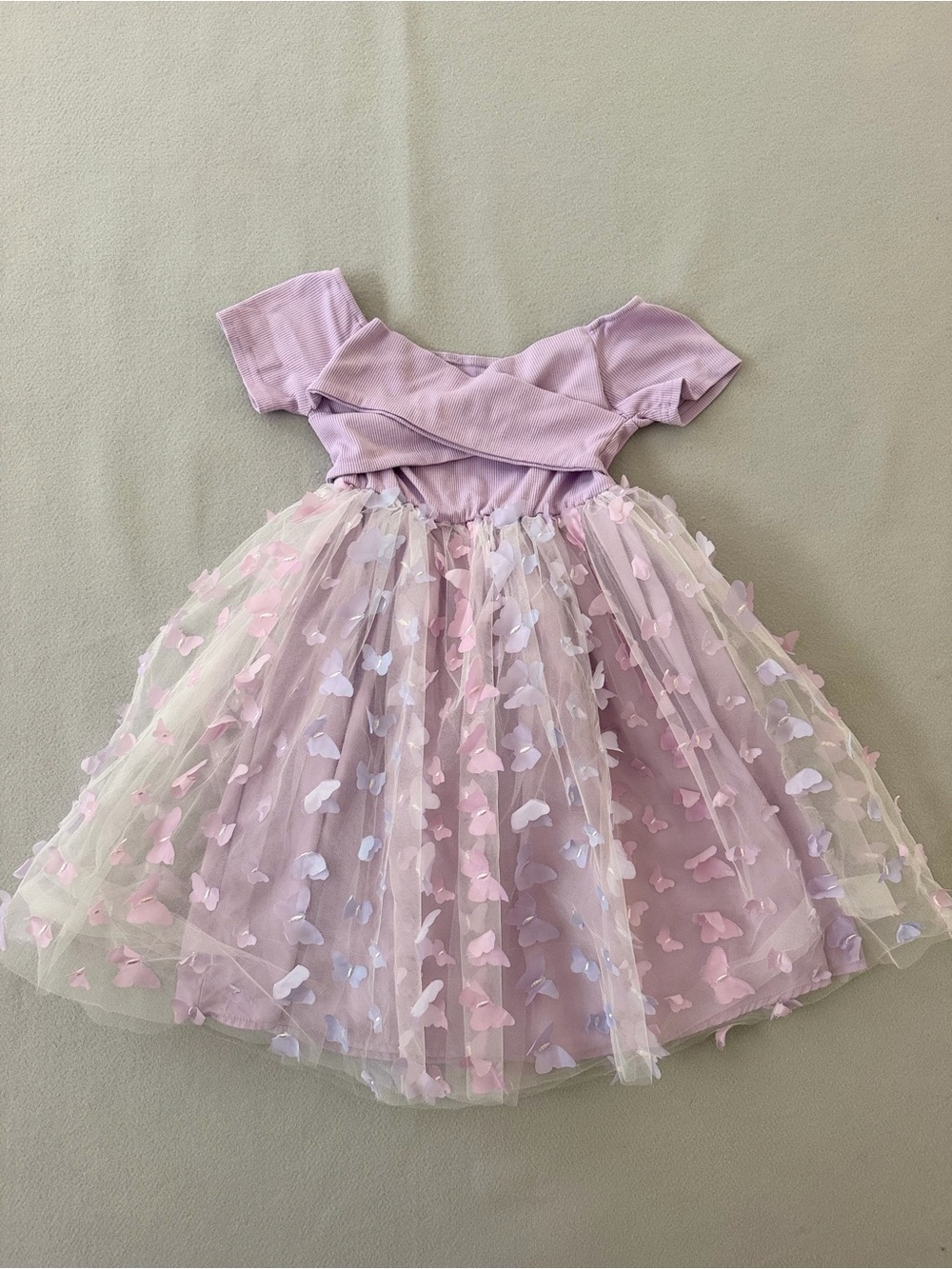 Lilac Butterfly Tulle Kids Dress